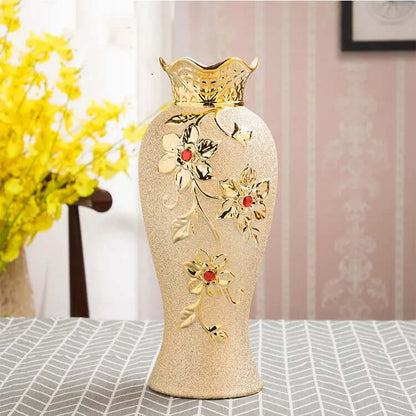 Ceramic Vase Electroplating Gold European Style Home Living Room Decoration Sunrise-sunsetsales