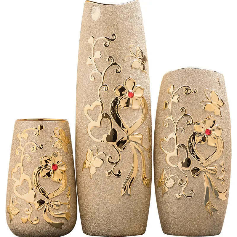 Ceramic Vase Electroplating Gold European Style Home Living Room Decoration Sunrise-sunsetsales