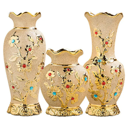 Ceramic Vase Electroplating Gold European Style Home Living Room Decoration Sunrise-sunsetsales