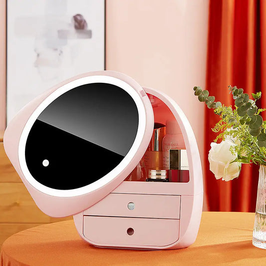 Storage Box With Light Makeup Mirror Dressing Table Sunrise-sunsetsales