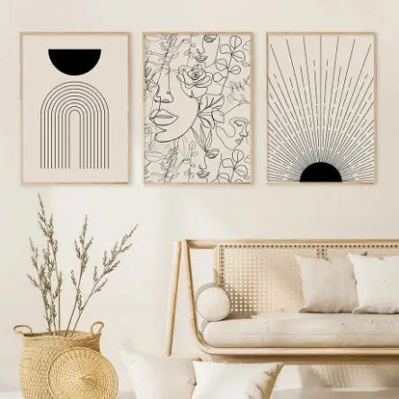 Boho Canvas Abstract Lines Home Decor Sunrise-sunsetsales