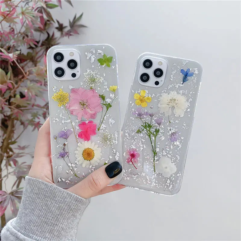 Silver Foil Dried Flowers For Mobile Phone Cases Epoxy Transparent Sunrise-sunsetsales