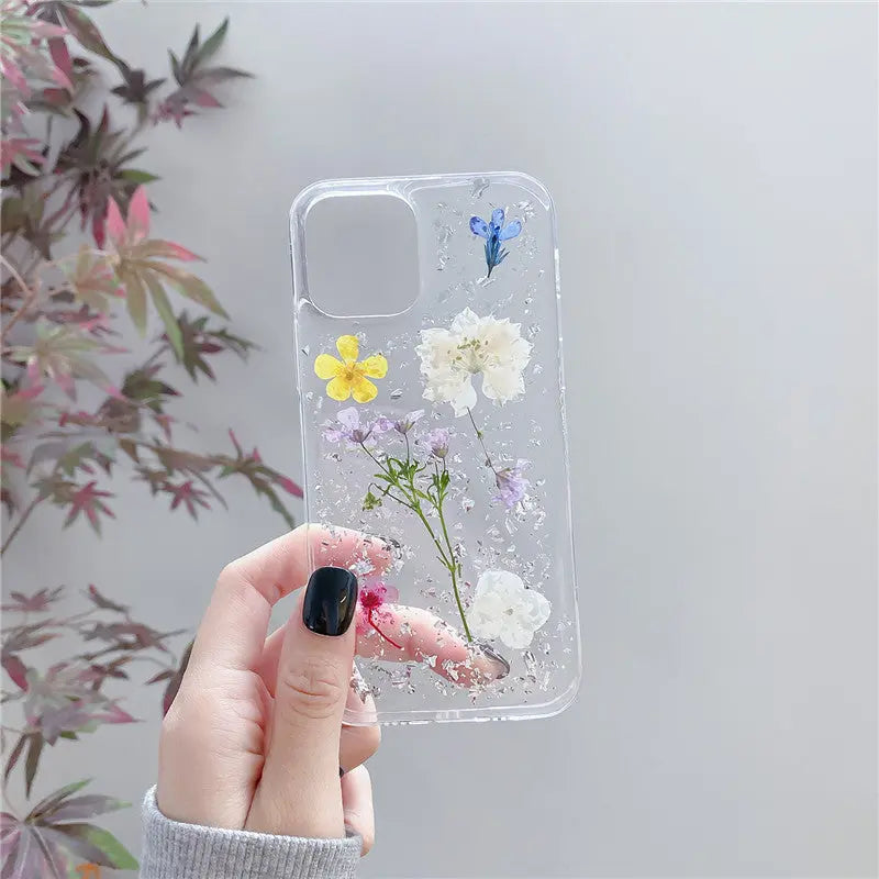 Silver Foil Dried Flowers For Mobile Phone Cases Epoxy Transparent Sunrise-sunsetsales