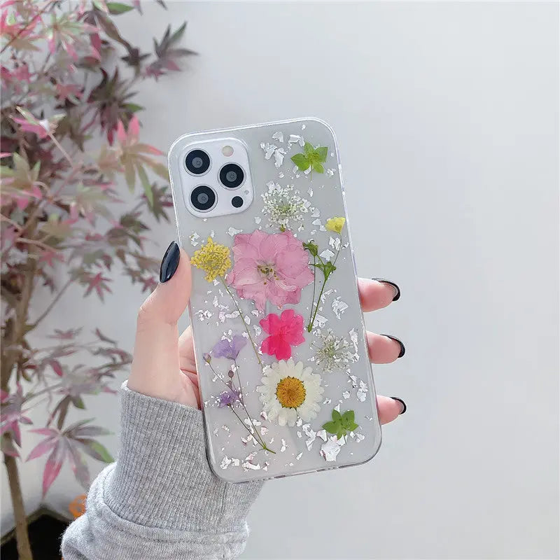 Silver Foil Dried Flowers For Mobile Phone Cases Epoxy Transparent Sunrise-sunsetsales