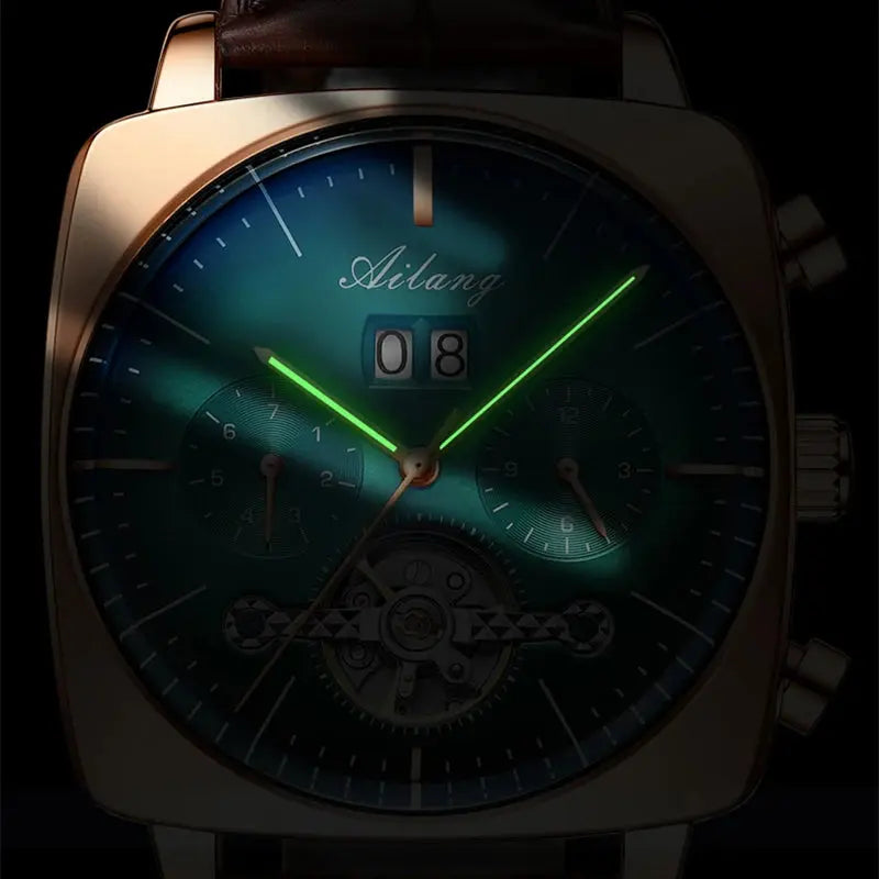 2022AILANG famous brand watch montre automatique luxe chronograph Square Large Dial Watch Hollow Waterproof mens fashion watches Sunrise-sunsetsales