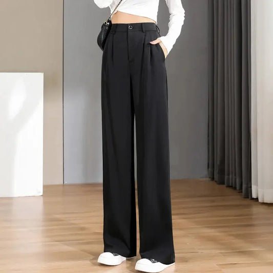 Women Chic Office Wear Straight Pants Vintage High  Ladies Trousers Baggy Korean NEW Spring/Summer/Autumn Wide Leg Female Sunrise-sunsetsales