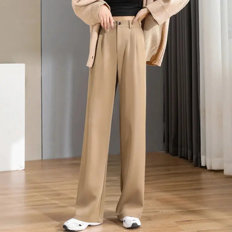 Women Chic Office Wear Straight Pants Vintage High  Ladies Trousers Baggy Korean NEW Spring/Summer/Autumn Wide Leg Female Sunrise-sunsetsales