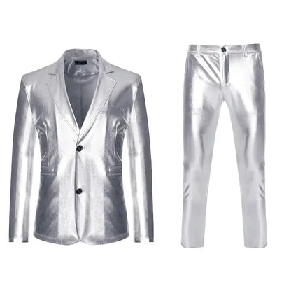 Men's Shiny Gold 2 Pieces Suits (Blazer+Pants) Terno Masculino Fashion Party DJ Club Dress Tuxedo Suit Men Stage Singer Clothes Sunrise-sunsetsales