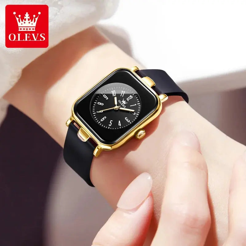 OLEVS Square Dial Ladies' Watches Fashion Casual Waterproof Luminous Watch Simple Silicone Strap Quartz Watch for Women 9961 Sunrise-sunsetsales