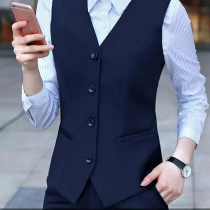 Business Vests Women Slim Fit OL Tops V Neck Formal Office Ladies Interview Coat Sleeveless Jacket Hotel Bar Work Wear Uniforms Sunrise-sunsetsales