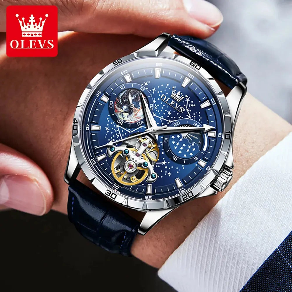 OLEVS Men's Watches Waterproof Multifunctional Luminous Fully Automatic Mechanical Watch Moon Phase Starry Original TOP Brand Sunrise-sunsetsales