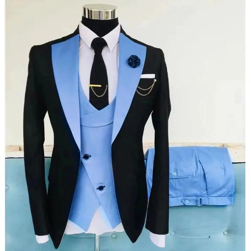 New Costume Slim Fit Men Suits Slim Fit Business Suits Groom Black Tuxedos for Formal Wedding Suits Jacket Pant Vest 3 Pieces Sunrise-sunsetsales