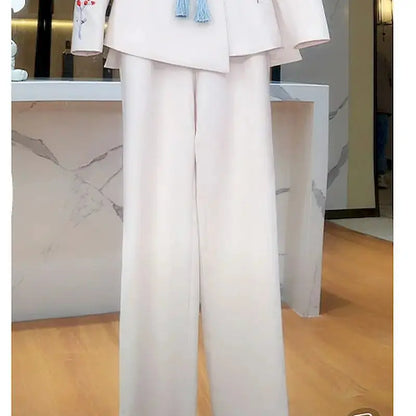 Insozkdg Ladies Embroidery Wide-leg Pants Suit Women Spring Autumn New Ladies Professional Women Suit Jacket Suit Two-piece Suit Sunrise-sunsetsales