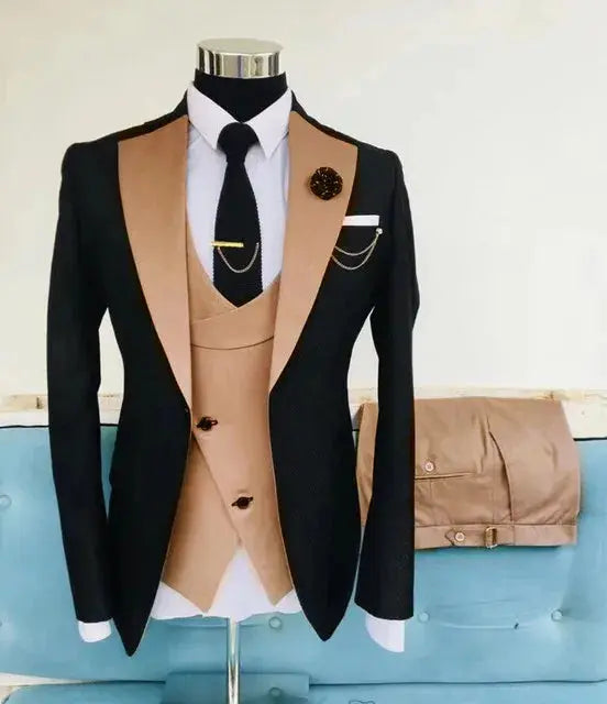 New Costume Slim Fit Men Suits Slim Fit Business Suits Groom Black Tuxedos for Formal Wedding Suits Jacket Pant Vest 3 Pieces Sunrise-sunsetsales