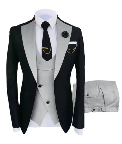 New Costume Slim Fit Men Suits Slim Fit Business Suits Groom Black Tuxedos for Formal Wedding Suits Jacket Pant Vest 3 Pieces Sunrise-sunsetsales