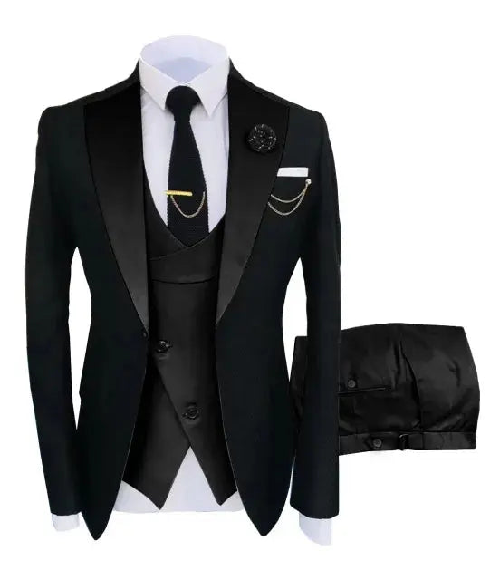 New Costume Slim Fit Men Suits Slim Fit Business Suits Groom Black Tuxedos for Formal Wedding Suits Jacket Pant Vest 3 Pieces Sunrise-sunsetsales