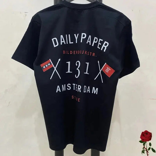 Daily Paper Tops Cotton Number Printing T-Shirts Unisex Loose Short Sleeves Clothes DAILY PAPER Tees Sunrise-sunsetsales