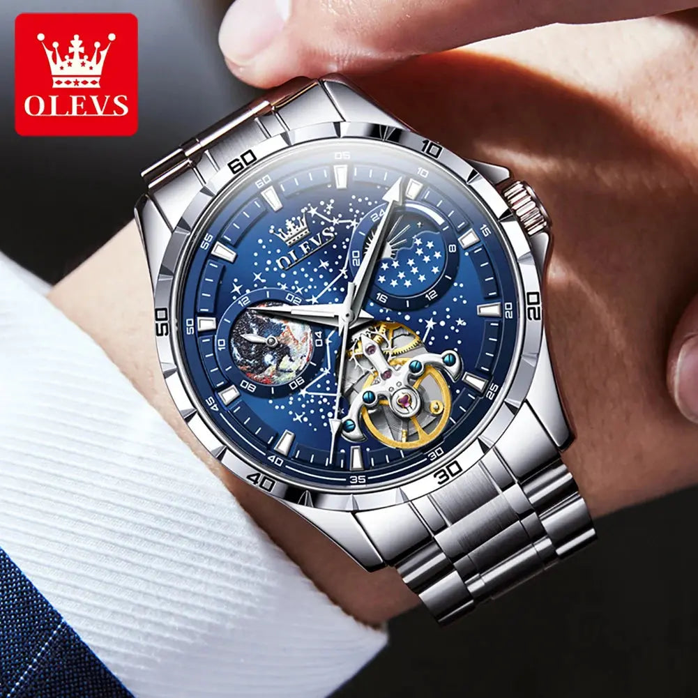 OLEVS Men's Watches Waterproof Multifunctional Luminous Fully Automatic Mechanical Watch Moon Phase Starry Original TOP Brand Sunrise-sunsetsales