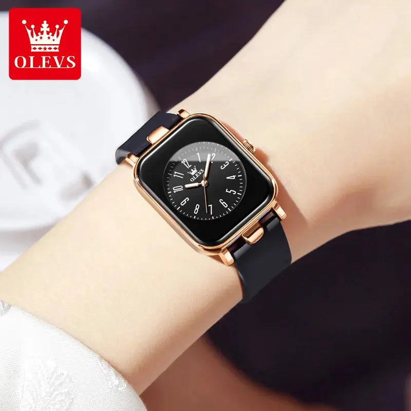 OLEVS Square Dial Ladies' Watches Fashion Casual Waterproof Luminous Watch Simple Silicone Strap Quartz Watch for Women 9961 Sunrise-sunsetsales