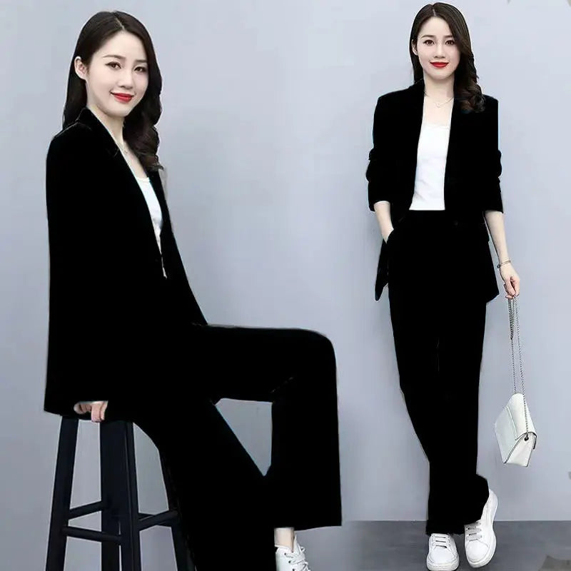 Women's Professional Wear 2022 Spring Autumn New Casual Suit Jacket Pants Two-piece Korean Loose Elegant Blazers Trousers Set Sunrise-sunsetsales