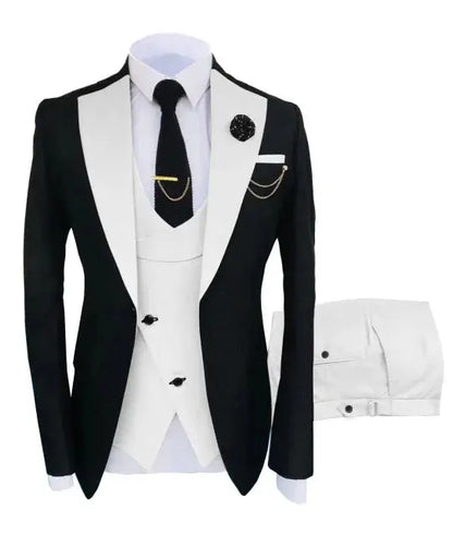 New Costume Slim Fit Men Suits Slim Fit Business Suits Groom Black Tuxedos for Formal Wedding Suits Jacket Pant Vest 3 Pieces Sunrise-sunsetsales