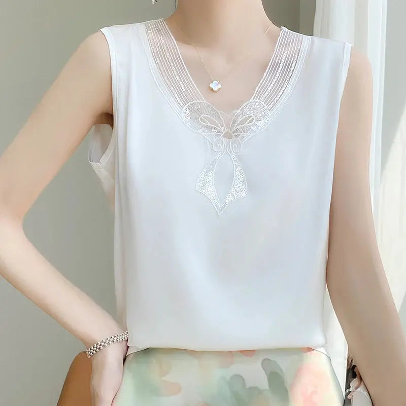 Brand Lace Camisole Women Wear Loose Satin Sleeveless Tops With Spring And Autumn Bottoming In Summer Sunrise-sunsetsales