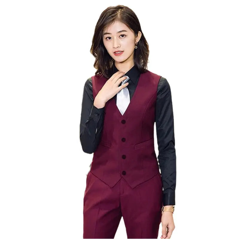 Business Vests Women Slim Fit OL Tops V Neck Formal Office Ladies Interview Coat Sleeveless Jacket Hotel Bar Work Wear Uniforms Sunrise-sunsetsales