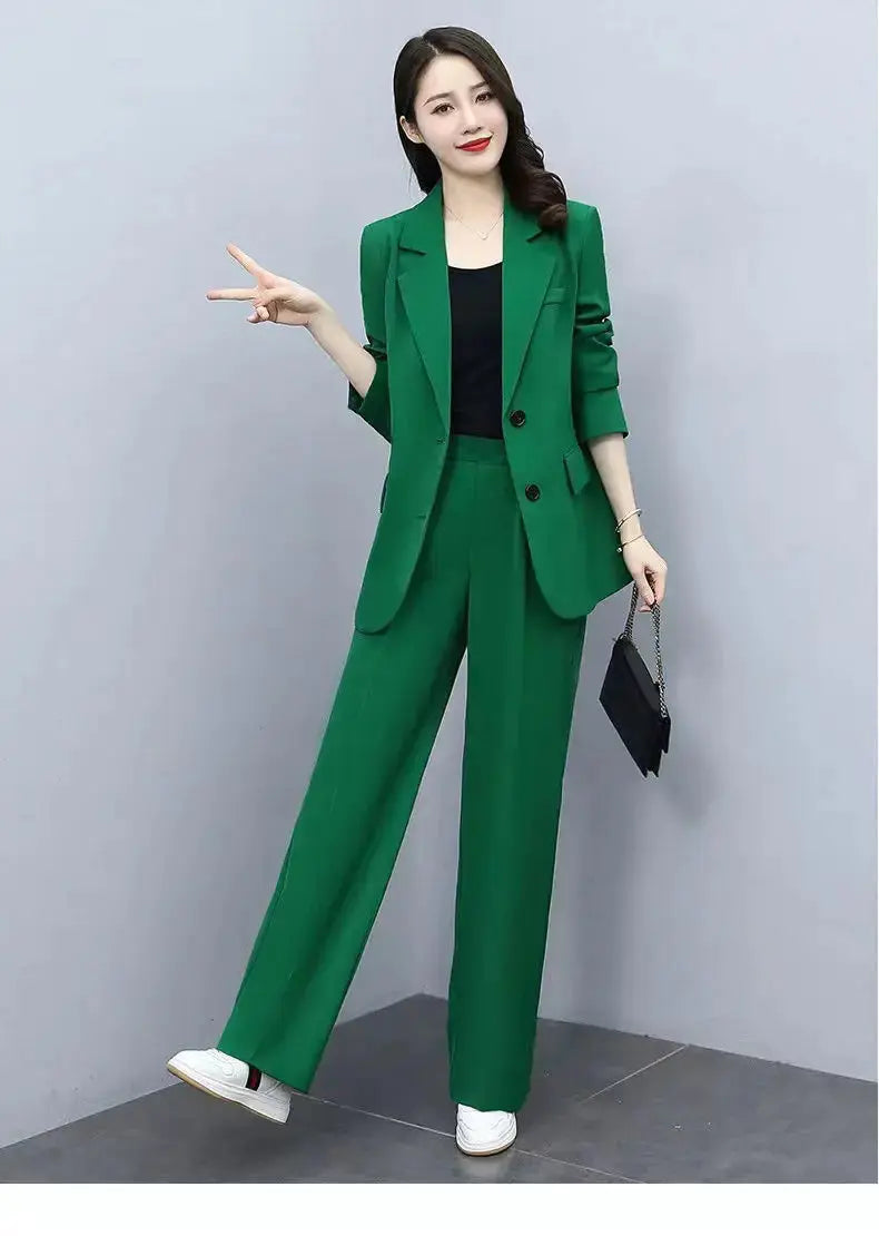 Women's Professional Wear 2022 Spring Autumn New Casual Suit Jacket Pants Two-piece Korean Loose Elegant Blazers Trousers Set Sunrise-sunsetsales