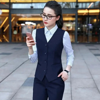 Business Vests Women Slim Fit OL Tops V Neck Formal Office Ladies Interview Coat Sleeveless Jacket Hotel Bar Work Wear Uniforms Sunrise-sunsetsales