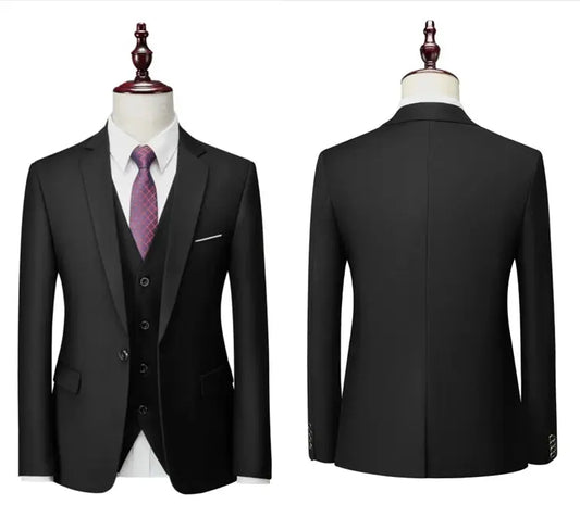 14 Color M-6XL ( Jacket + Vest+Pants ) High-end Brand Formal Business Mens Suit Three-piece Groom Wedding Dress Solid Color Suit Sunrise-sunsetsales