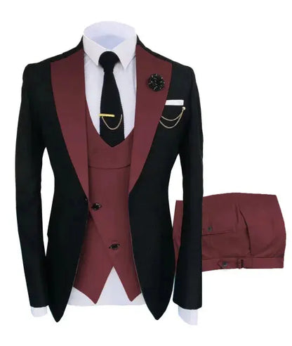 New Costume Slim Fit Men Suits Slim Fit Business Suits Groom Black Tuxedos for Formal Wedding Suits Jacket Pant Vest 3 Pieces Sunrise-sunsetsales