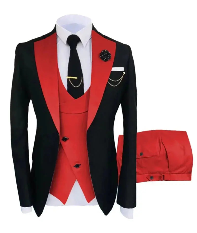 New Costume Slim Fit Men Suits Slim Fit Business Suits Groom Black Tuxedos for Formal Wedding Suits Jacket Pant Vest 3 Pieces Sunrise-sunsetsales