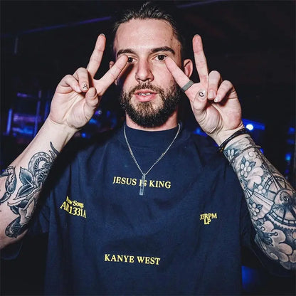 Kanye West T Shirt Jesus Is King High Quality Short Sleeve T-shirts Vintage Harajuku Cotton Men's T-shirt Clothes Streetwear Sunrise-sunsetsales