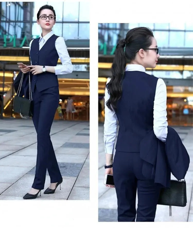 Business Vests Women Slim Fit OL Tops V Neck Formal Office Ladies Interview Coat Sleeveless Jacket Hotel Bar Work Wear Uniforms Sunrise-sunsetsales