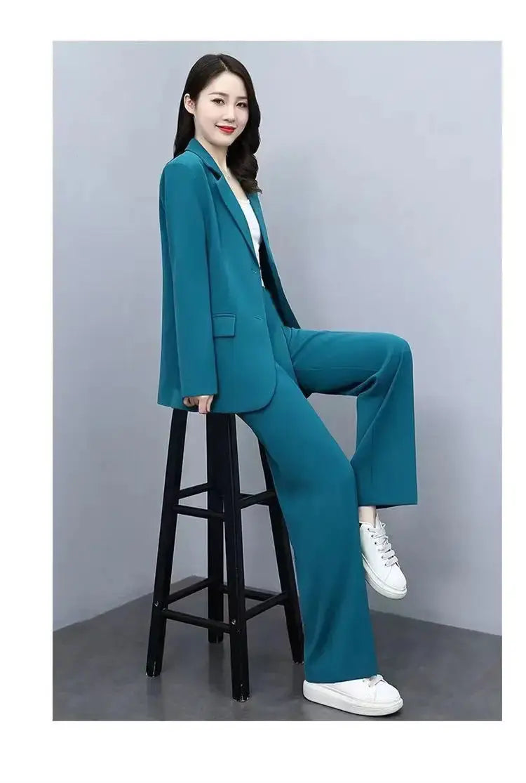 Women's Professional Wear 2022 Spring Autumn New Casual Suit Jacket Pants Two-piece Korean Loose Elegant Blazers Trousers Set Sunrise-sunsetsales