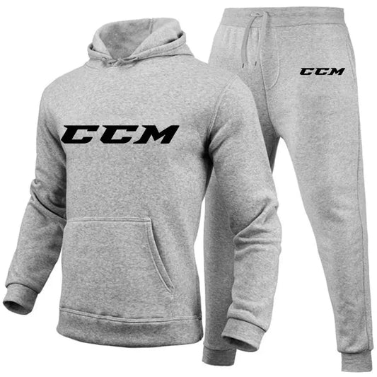 Men CCM Tracksuit Casual 2 Pieces Sets Sweatshirt Hooded+Sweatpants CCM Print Sportswear Mens Clothes Jogger Sport Suit Sunrise-sunsetsales