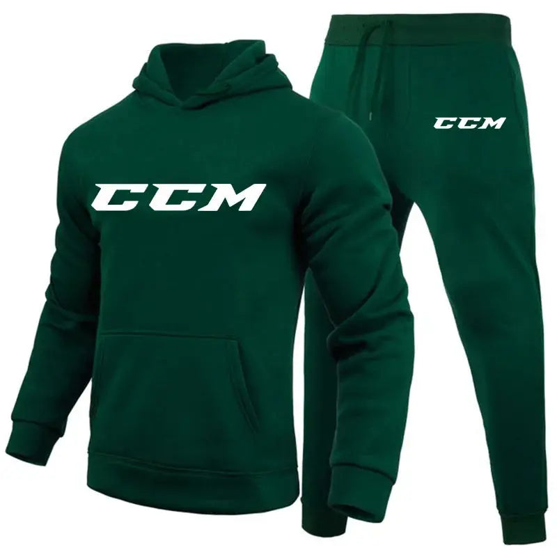 Men CCM Tracksuit Casual 2 Pieces Sets Sweatshirt Hooded+Sweatpants CCM Print Sportswear Mens Clothes Jogger Sport Suit Sunrise-sunsetsales