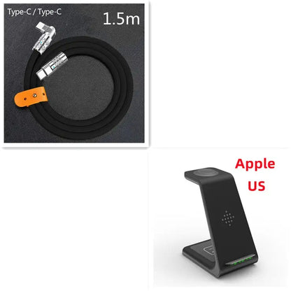 3 In 1 Fast Charging Station Wireless Charger Stand Wireless Quick Charge Dock For Phone Holder Sunrise-sunsetsales