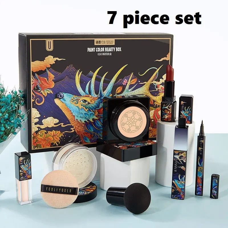 Elk Makeup Nine-piece Set Makeup Powder Air Cushion BB Cream Lipstick Affordable Makeup Set Sunrise-sunsetsales