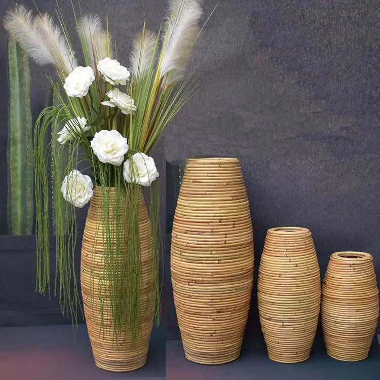 Natural Color Indonesian Rattan Vase Rattan Vase Sunrise-sunsetsales