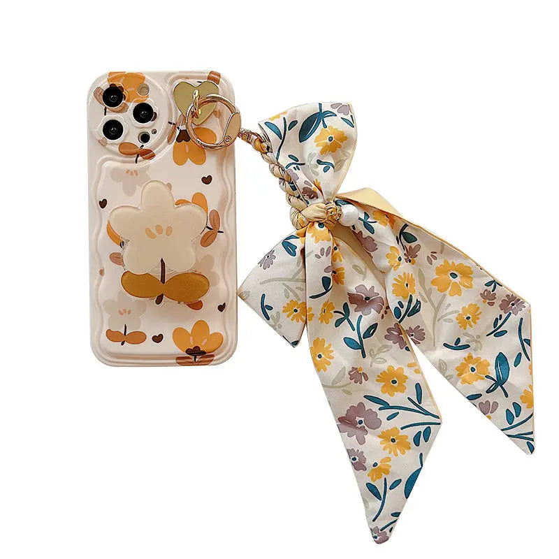 Autumn Leaves And Flowers With Bow Silk Scarf Phone Cases Sunrise-sunsetsales