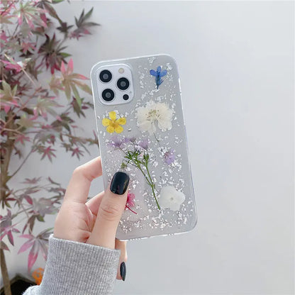 Silver Foil Dried Flowers For Mobile Phone Cases Epoxy Transparent Sunrise-sunsetsales